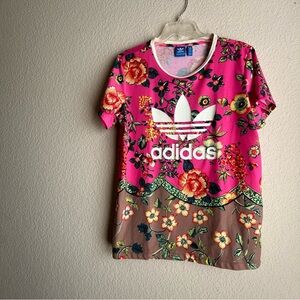 Adidas Pink and Cream Floral Tee